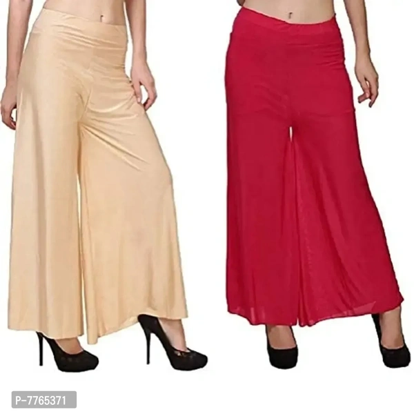 Aglobi Women's Regular Fit Palazzo Pants ( AGLOBI@P2 _ Beige Pink _ Free Size ) ( Pack of 2 )