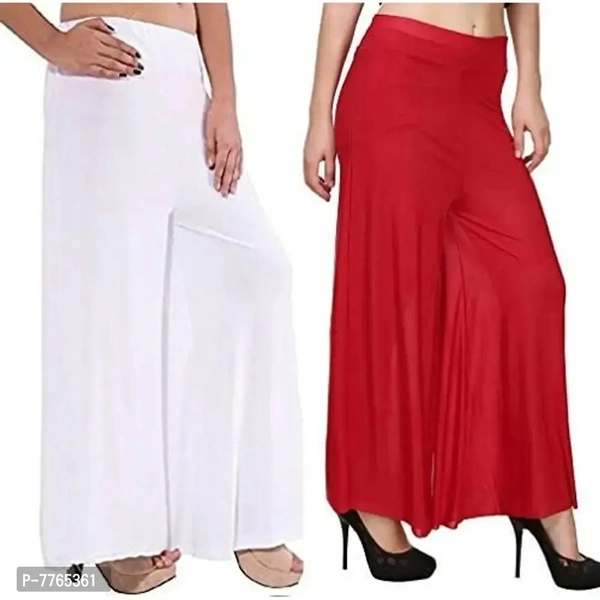 Aglobi Women's Loose Fit Cotton Palazzo (AGLOBI@P2_Red, White_Free Size)