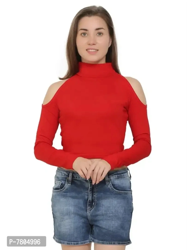 Casual Regular Sleeves Solid Women Red Top