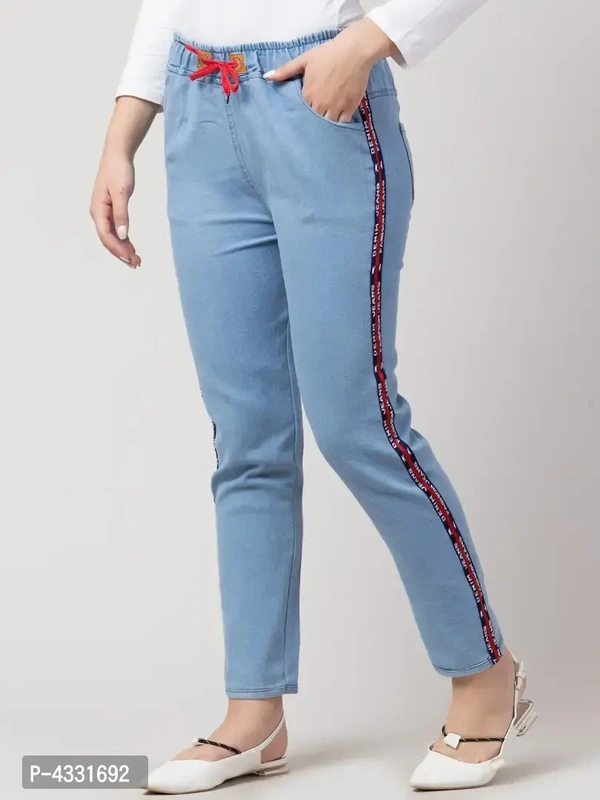 Women's Stylish Blue Solid Denim Mid-Rise Jeans
