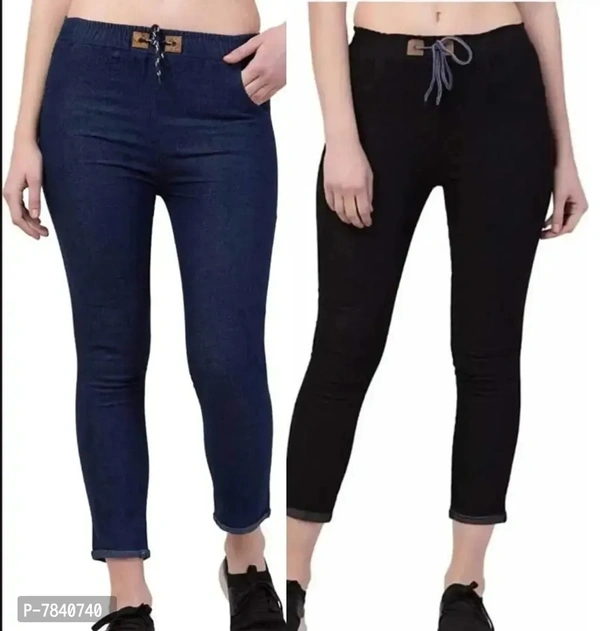 Trendy Latest Denim Blue Black women joggers Jeans for women / Girls ( Combo Pack Of 2 )