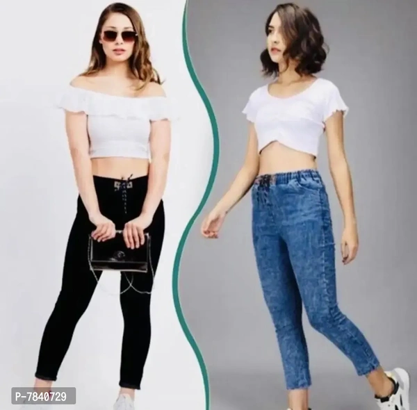 Trendy Denim Solid Womens Jeans Jeggings Combo