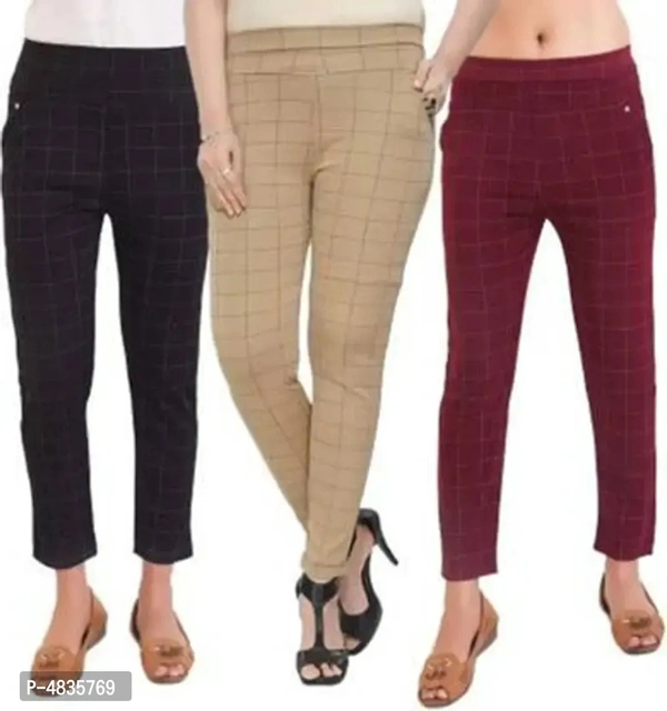 New Stylish Multicolor Jegging Checkered (Pack Of 3)
