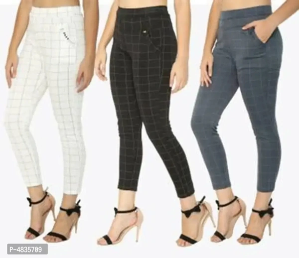 New Stylish Multicolor Jegging Checkered (Pack Of 3