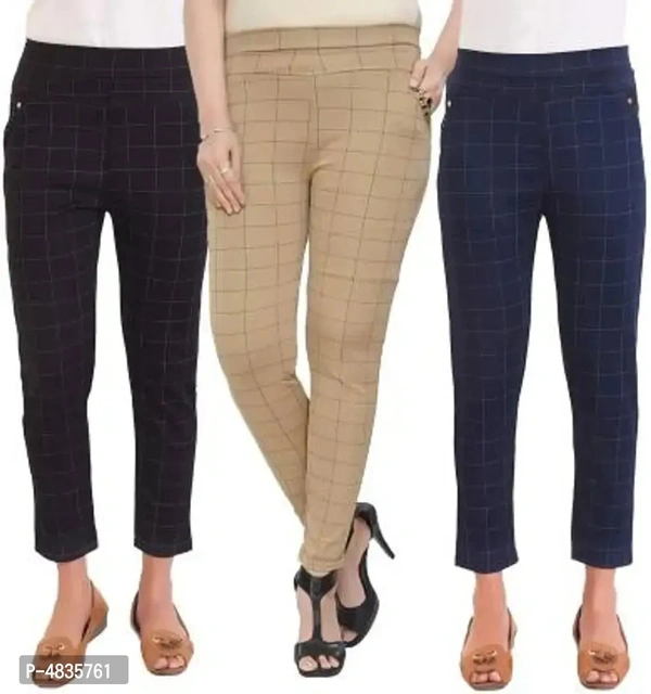 New Stylish Multicolor Jegging Checkered (Pack Of 3)