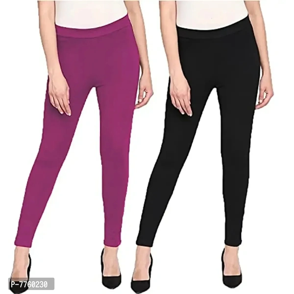 BRAND FLEX Womens Slim Fit Lycra Stretchable Jeggings,Ankle Length with (Multi Color Waist 26 to 34) (Free Size, Pink,Black)
