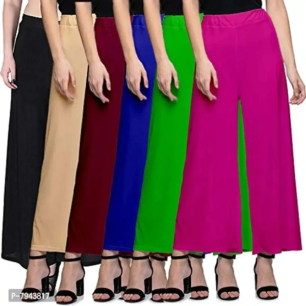 Style Pitara Women's Straight Fit Polyester Palazzo (sp_synpalazzo_6_bbemblgp_black, Beige, Maroon, Blue, Green, Pink_free Size)