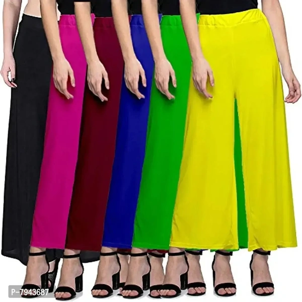 STYLE PITARA Women's Straight Fit Polyester Palazzo (SP_SYNPALAZZO_6_BPMBLGY_Black, Pink, Maroon, Blue, Green, Yellow_Free Size)