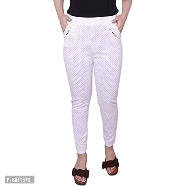Nylaro Free Size(Waist Size 26-32 inches) Stretchable Polka Dots White Jegging