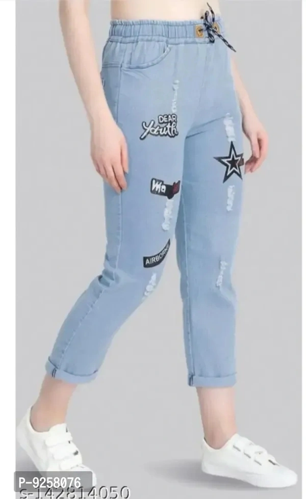 Star printed denim jeggings