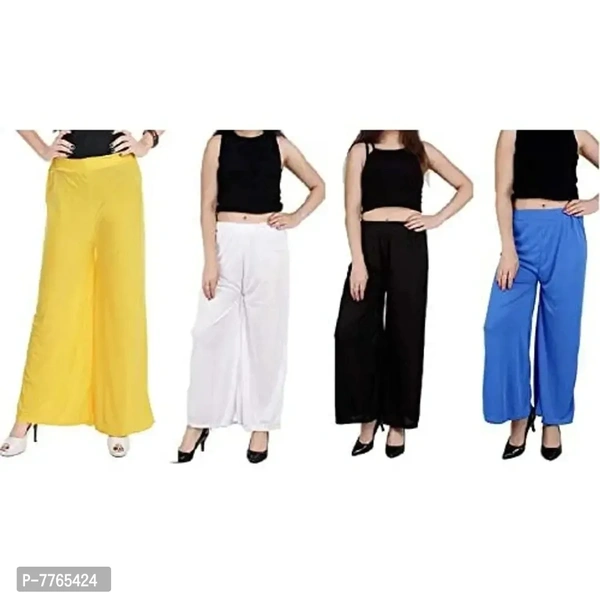 Aglobi Women's Loose Fit Cotton Palazzo (AGLOBIPPALA0004-0_Yellow, White, Black, Blue_Free Size)