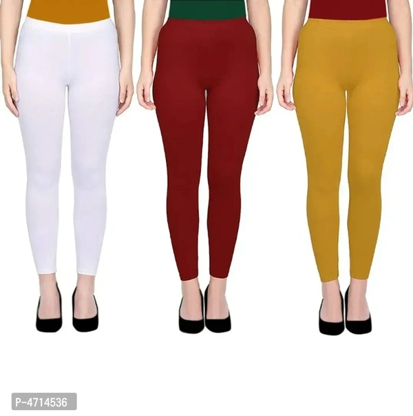 ASA Ankle Length Leggings for Womens/Girls/Ladies (Pack of 3) Sizes-Free Size