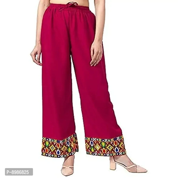 SIRTEX EAZY Tradional Heavy Lace Border Palazzo Pants for Women Rayon Palazzo, Heavy 