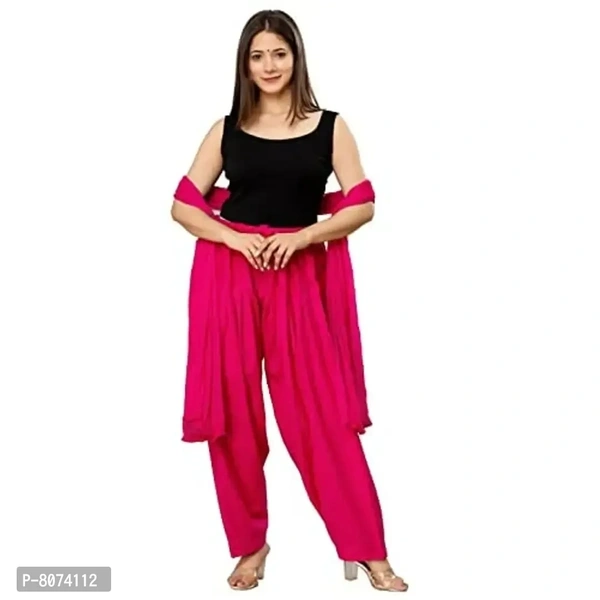 ENDFASHION Women's Cotton Blend Semi Patiala Salwar with Dupatta Set Free Size || SEMI Patiala || SEMI Patiala Pants || Solid Cotton Patiala || Patiyala || (Pink)