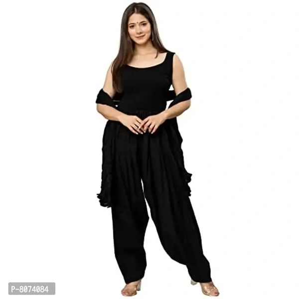 ENDFASHION Women's Cotton Blend Semi Patiala Salwar with Dupatta Set Free Size || SEMI Patiala || SEMI Patiala Pants || Solid Cotton Patiala || Patiyala || (Black)