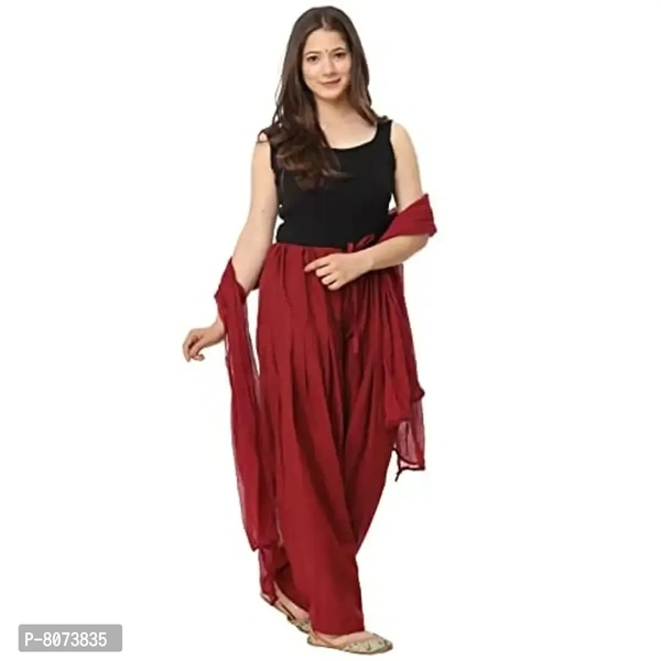 ENDFASHION Women's Cotton Blend Semi Patiala Salwar with Dupatta Set Free Size || SEMI Patiala || SEMI Patiala Pants || Solid Cotton Patiala || Patiyala || (Maroon)