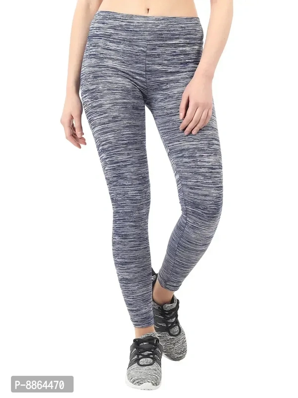 Stylish Navy Blue Polyester Elastane Tights For Women