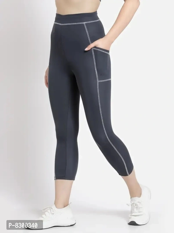 Elegant Poly Lycra Solid Sports Tights For Women
