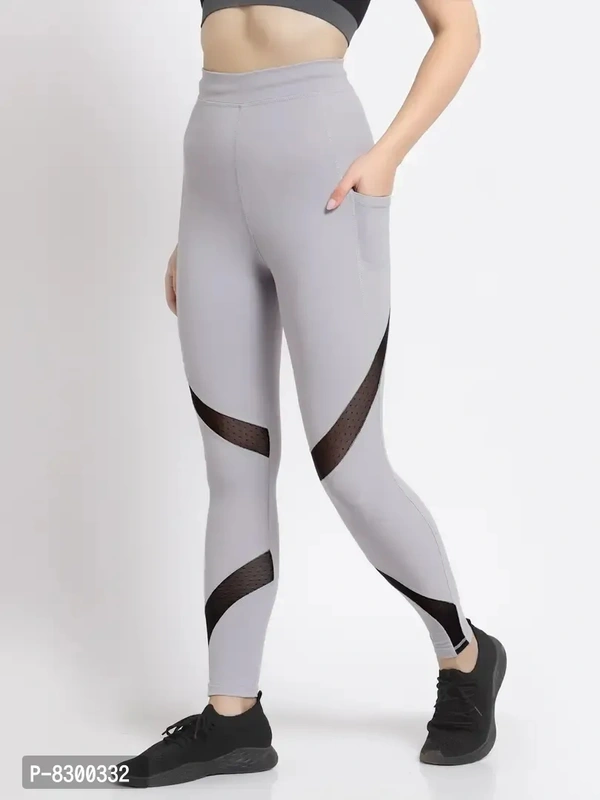 Elegant Poly Lycra Solid Sports Tights For Women