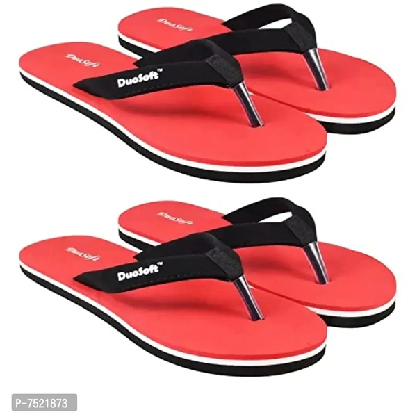 DuoSoft Stylish Comfort Supers Soft, Casual Durable Anti-Skid, Light Weight Fabrication Flip Flop EVA Slipper for Womens Girls, Material: EVA, (DS-004), Pack of 2, Size: 4 to 8.