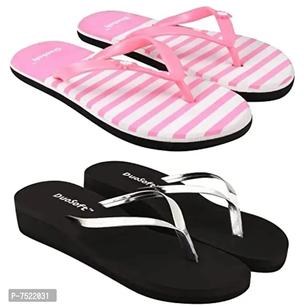 Duosoft EVA Padded Heel Flip Flop Slippers for Women & Girls – Pack of 2