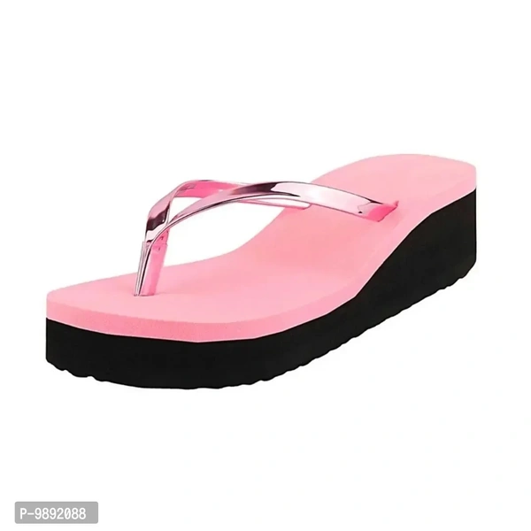 Elegant Pink Synthetic Solid Flip Flops For Women