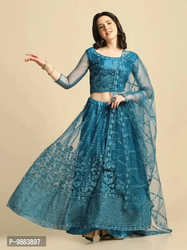 Women Net Semi Stitched Lehenga Choli