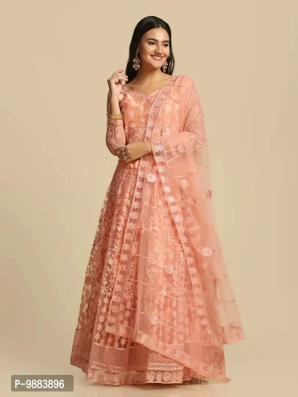 Women Net Semi Stitched Lehenga Choli
