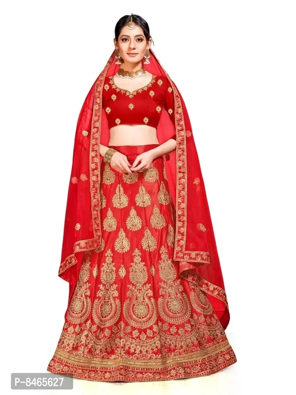 Women Red Colour Silk Embrodeired Lehenga Choli (2.5 Mtr)