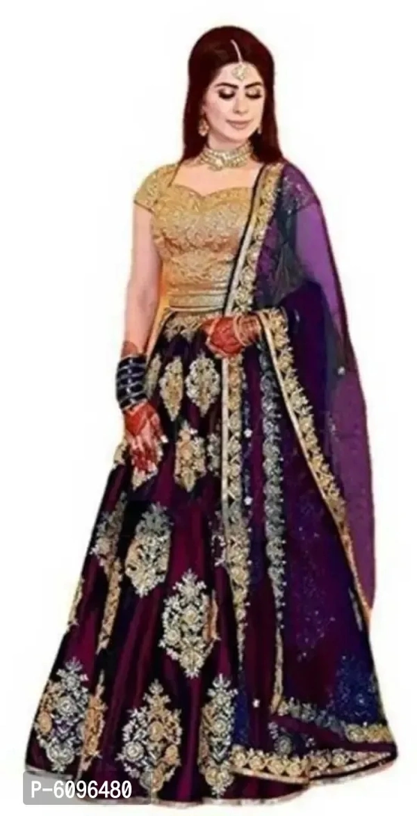 Attractive Satin Silk Embroidered Semi Stitched Lehenga Choli