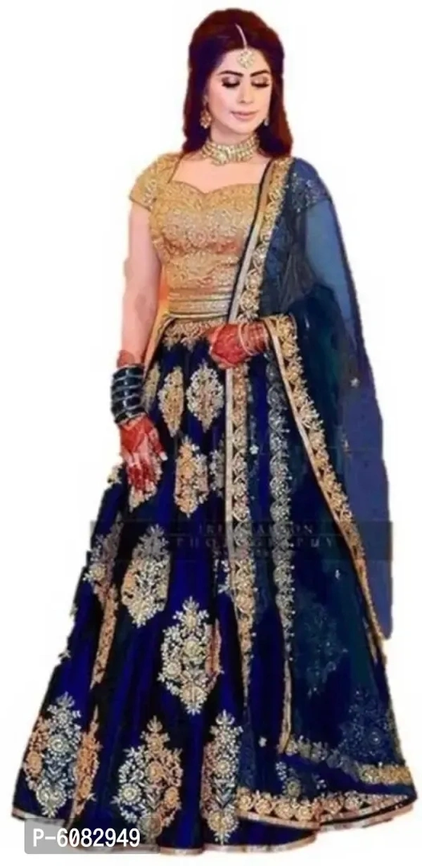 Beautiful Satin Silk Embroidered Semi Stitched Lehenga Choli