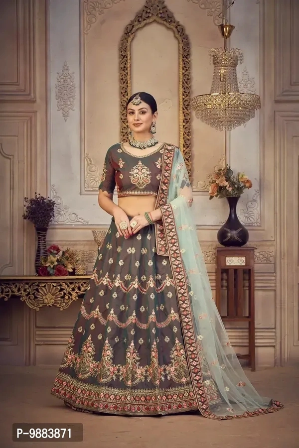 Women Art Silk Semi Stitched Lehenga Choli