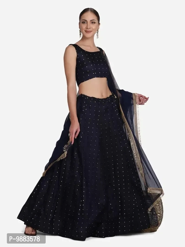 Women Art Silk Semi Stitched Lehenga Choli
