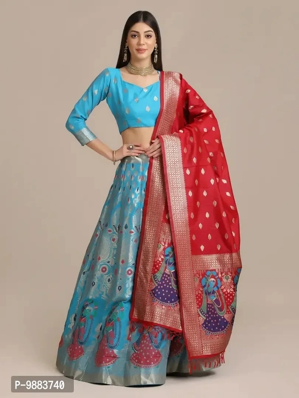 Women  Jacquard Semi Stitched Lehenga Choli