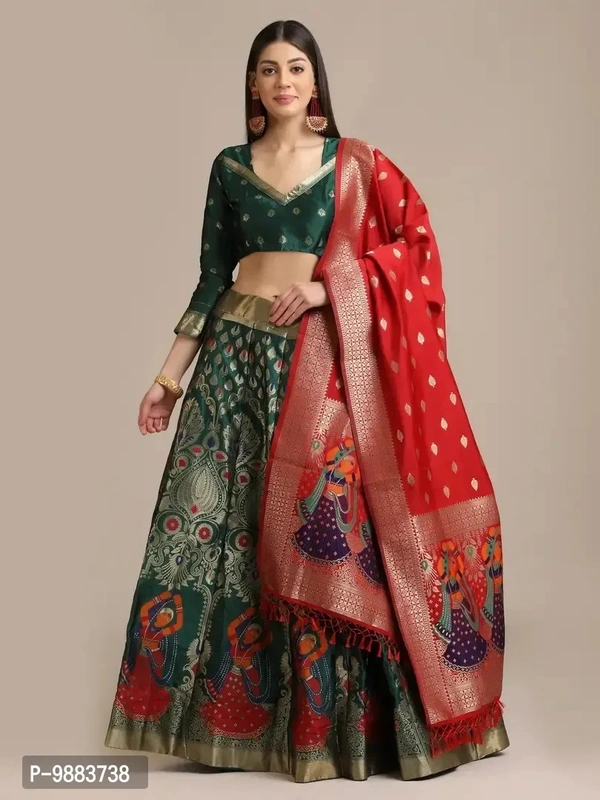 Women  Jacquard Semi Stitched Lehenga Choli