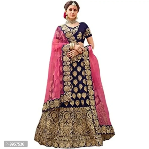 Women's Satin Embroidered Semi Stitched Lehenga Choli (MAROON)