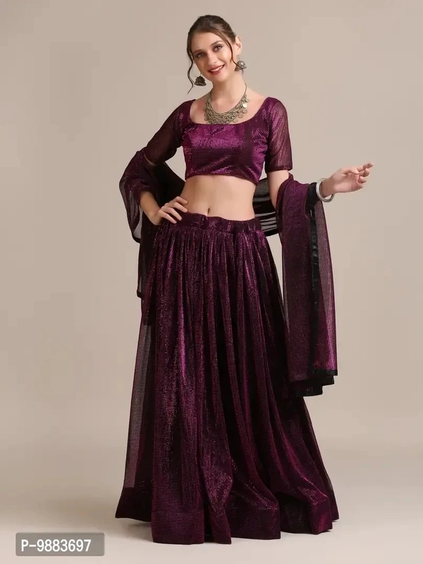Women Crepe Semi Stitched Lehenga Choli