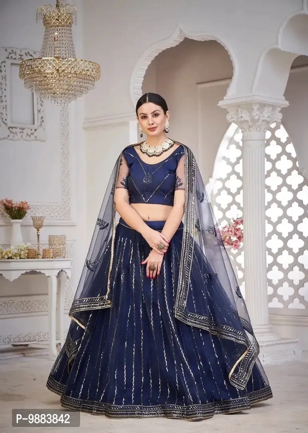 Women Net Semi Stitched Lehenga Choli