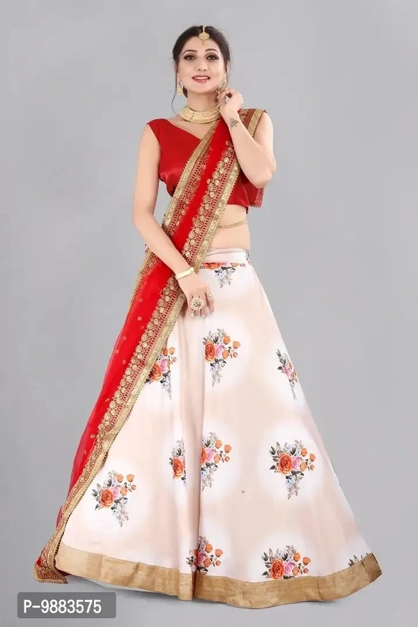 Women Art Silk Semi Stitched Lehenga Choli