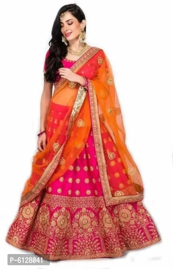 New Fashion Silk Pink Embroidered Bollywood types Solid Lehenga Choli