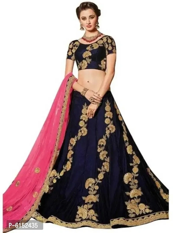 New Fashion Silk Blue Embroidered Bollywood types Solid Lehenga Choli