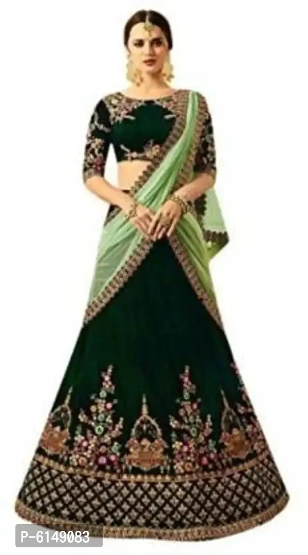 New Fashion Silk Green Embroidered Bollywood types Solid Lehenga Choli