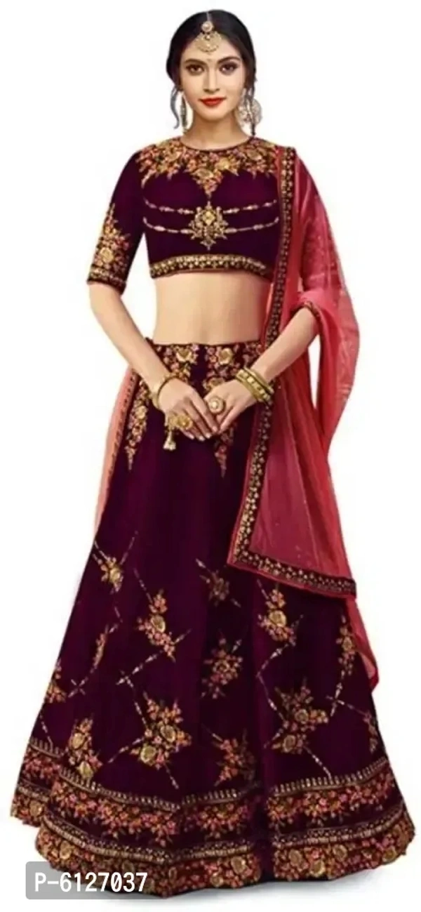 New Fashion Silk Wine Embroidered Bollywood types Solid Lehenga Choli.