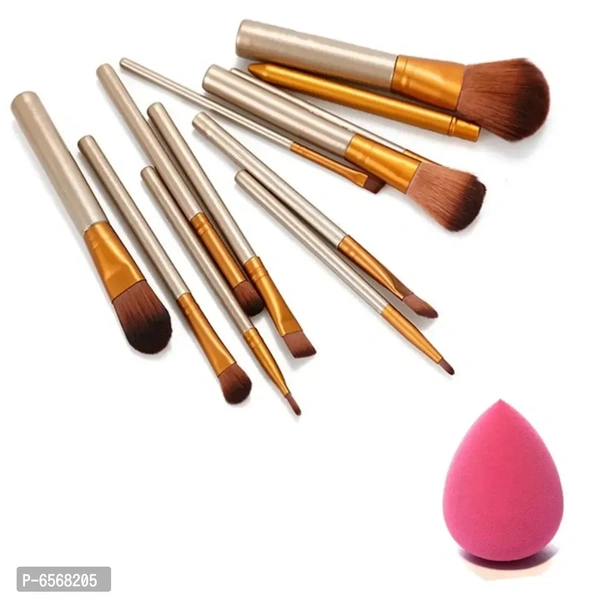 Lenon Beauty Makeup Brush 12 Pcs Loose With 1 Foundation Makeup Sponge Puff