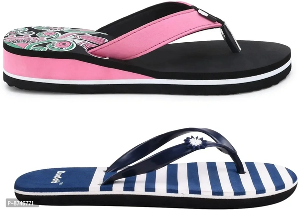 Stylish Synthetic Leather Slippers Flip Flops Combo For Women Pack Of 2