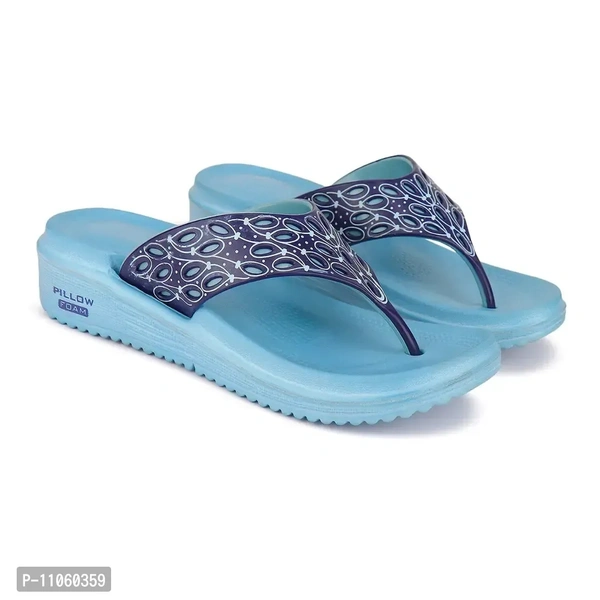 Elegant Blue EVA Solid Flip Flops For Women