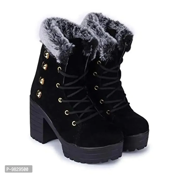AASHEEZ Women Casual Boots Black