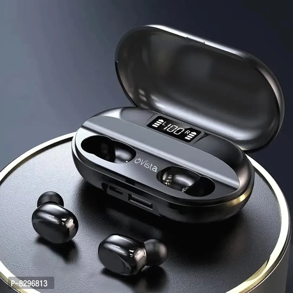 Stonx T2 TWS 5.0 Wireless Bluetooth Earbuds with 1500mah Power Bank and Led Display for Men and Women Color - Black