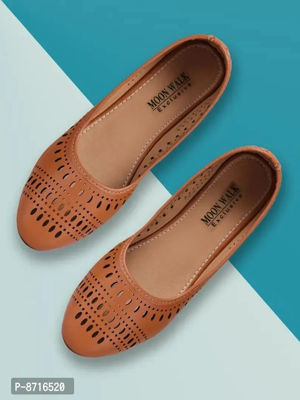 Stylish Fancy Tan Synthetic Solid Flat Ballerinas For Women