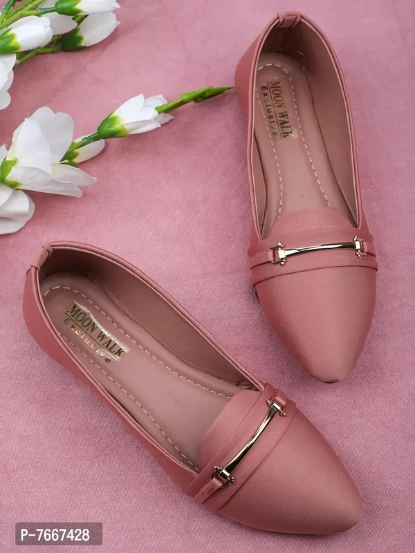 Comfortable Pink Synthetic Solid Bellies For Women